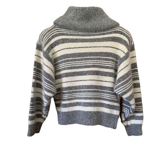 I.B. Diffusion Vintage Angora Blend Striped Cowl Neck Sweater Gray, White Size - Picture 10 of 12